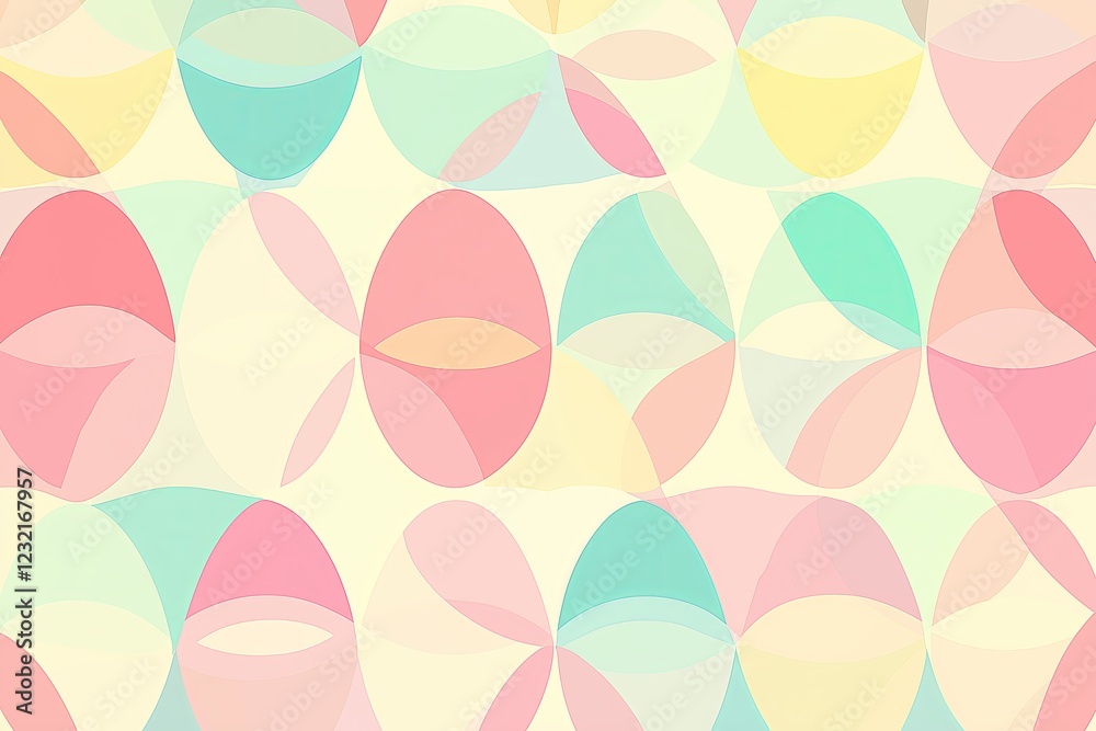 A geometric pattern of overlapping circles and triangles in pastel colors, abstract and elegant A geometric pattern of overlapping circles and triangles in pastel colors, abstract and elegant
