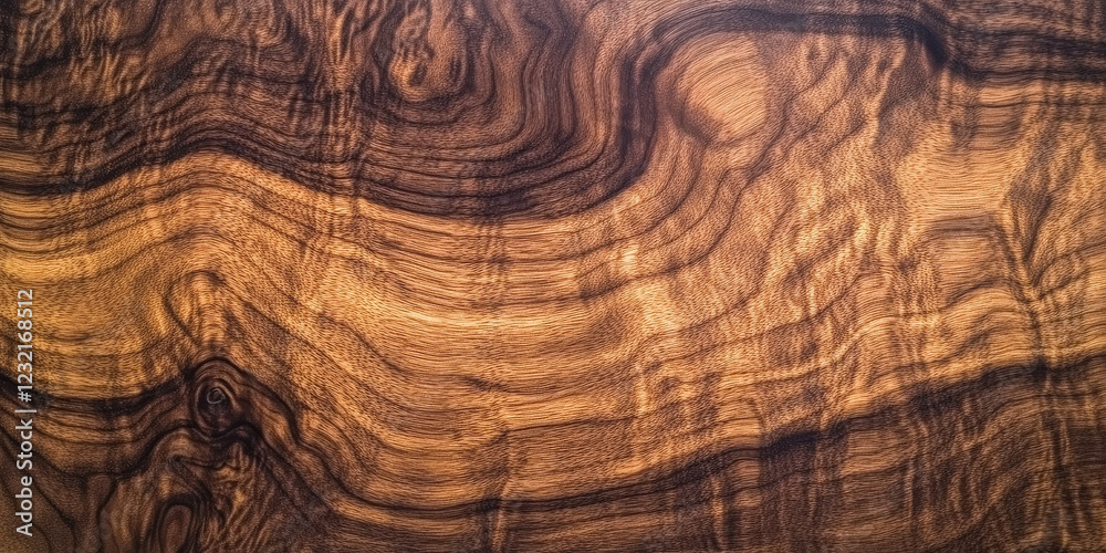 Naklejka premium Smooth walnut wood texture with dark brown tones. The fine, straight grain adds elegance to the wood, making it suitable for high-end furniture designs.