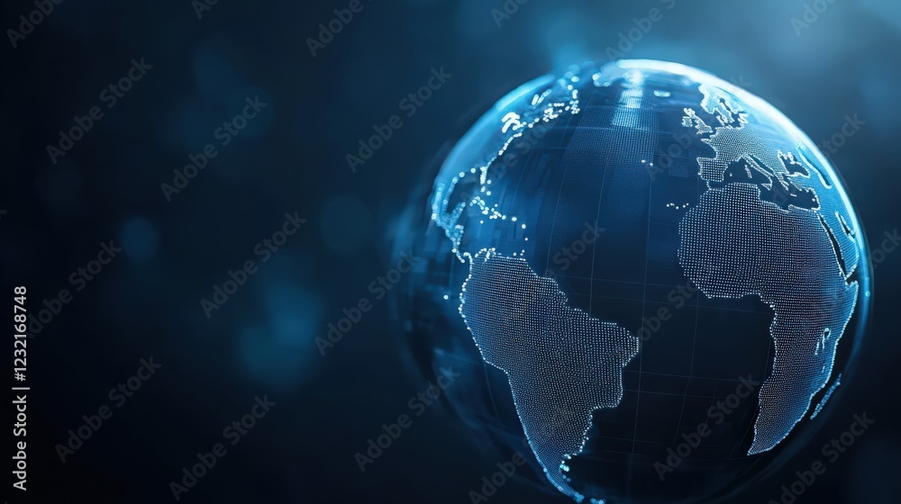 Obraz premium A blue globe with a white outline of the continents