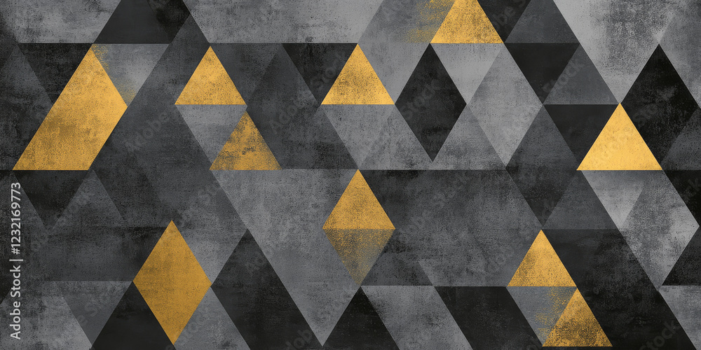 Charcoal gray and gold geometric background for business presentation. Abstract seamless pattern of minimalist triangles in halftone monochrome design, creating an elegant backdrop for modern Charcoal gray and gold geometric background for business presentation. Abstract seamless pattern of minimalist triangles in halftone monochrome design, creating an elegant backdrop for modern