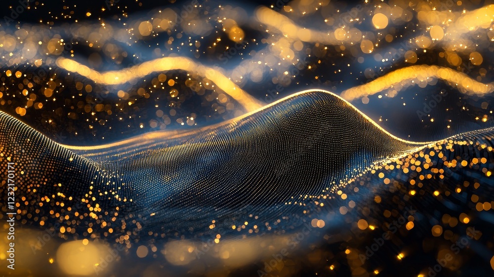 Bright Luminance in Flowing Geometric Spirals and Golden Light Patterns Bright Luminance in Flowing Geometric Spirals and Golden Light Patterns