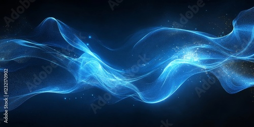 Abstract blue lines, fluid design, 3d render, Generative AI
