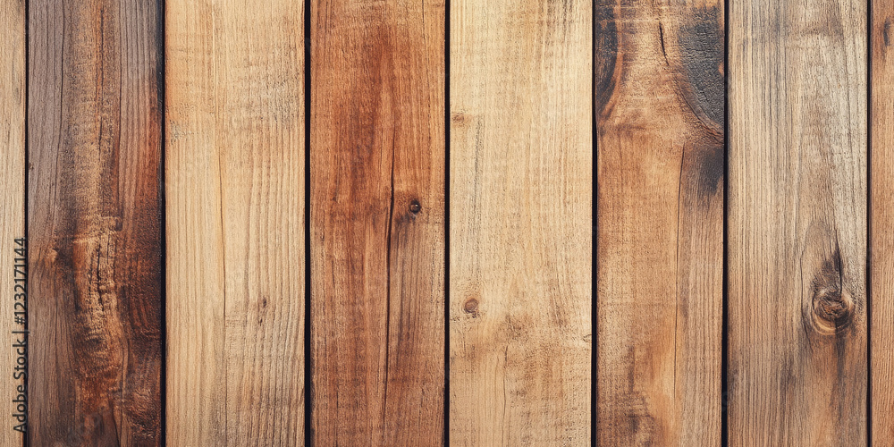 Fototapeta premium Hickory wood texture with medium brown tones and bold grain patterns. The distinctive texture and warmth of the wood add a rustic charm to country-style designs.