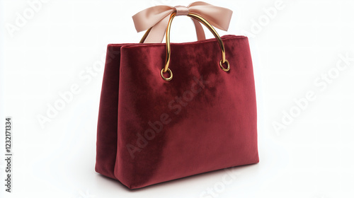 Luxury Red Velvet Gift Bag with Gold Handles photo