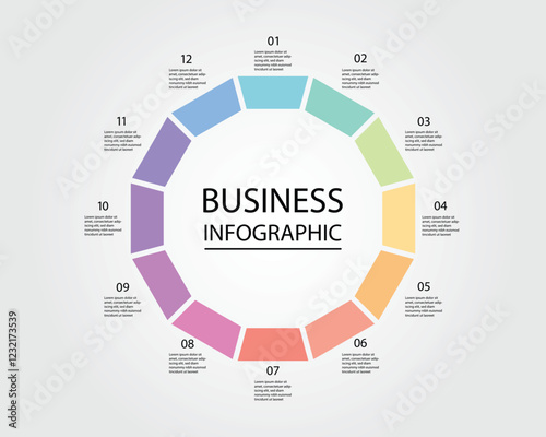 Business Infographic hexagon modern design template for banners and infographics for 12 line step 