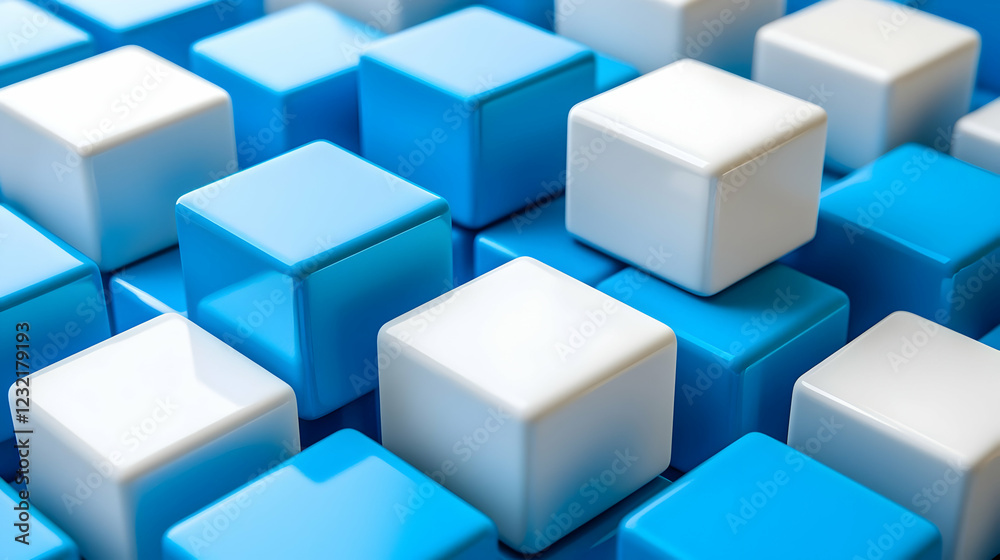 Blue and white cubes pattern background Blue and white cubes pattern background