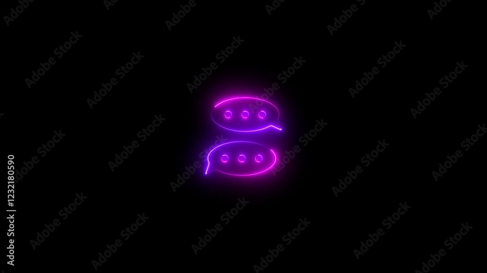 Glowing message box icon. glowing neon message icon animation. Representing text or communication concept animation on black background. Glowing message box icon. glowing neon message icon animation. Representing text or communication concept animation on black background.