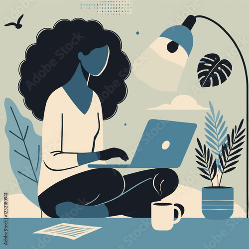 Remote Worker -  vector illustration