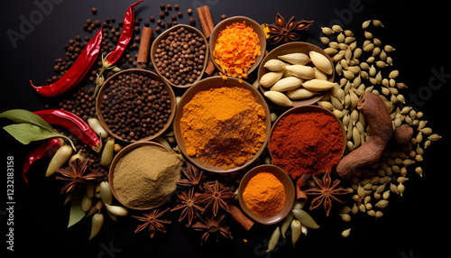 spices and herbs on a white background