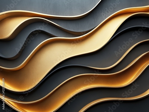 Wallpaper Mural Abstract gold lines, layered design, 3d render, Generative AI Torontodigital.ca