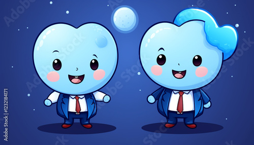 blue moon dating cartoon character mascot vector