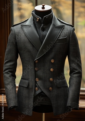 Wallpaper Mural Double-breasted grey suit with black leather lapels and gold buttons. Torontodigital.ca