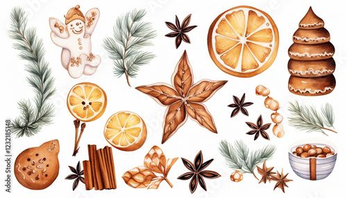 set of various christmas tree