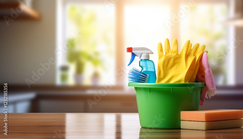 cleaning the kitchen