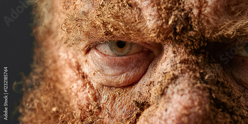 Close-up Photograph of a Dirt-Covered Man's Eye and Face
