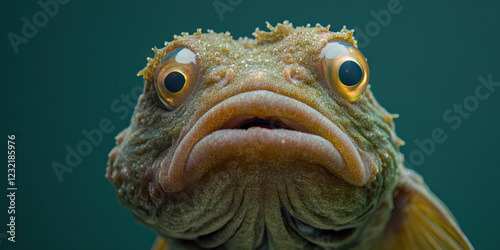 Close-up Photograph of a Greenish-Brown Fish Head photo