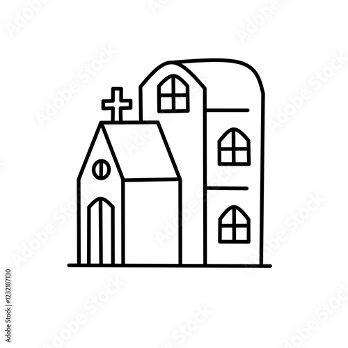 House buildings and church buildings.