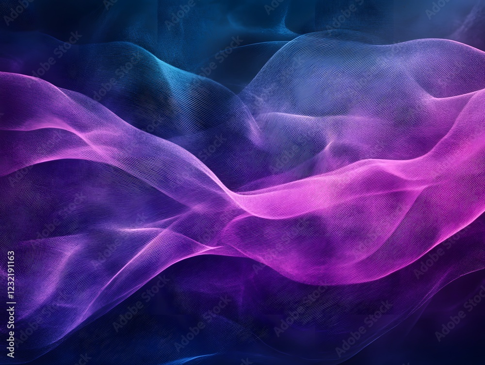 Obraz premium Abstract Flowing Nebula: An ethereal image featuring vibrant swirls of pink and blue, reminiscent of a cosmic nebula or flowing fabric. The colors blend seamlessly, creating a dreamy.