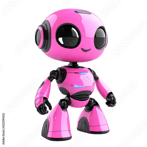 Cute Pink Cartoon Robot 3d Render