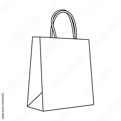 Paper Bag Outline Icon Illustration on White Background