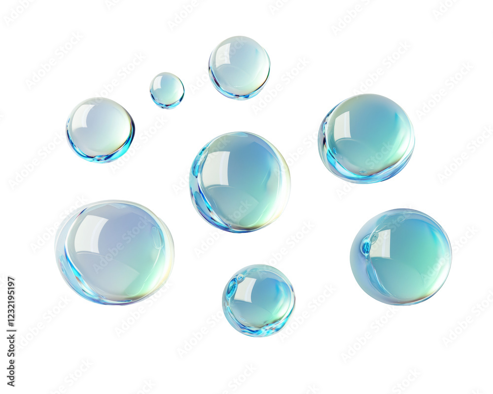 Floating Translucent Blue Bubbles On Black Background Floating Translucent Blue Bubbles On Black Background