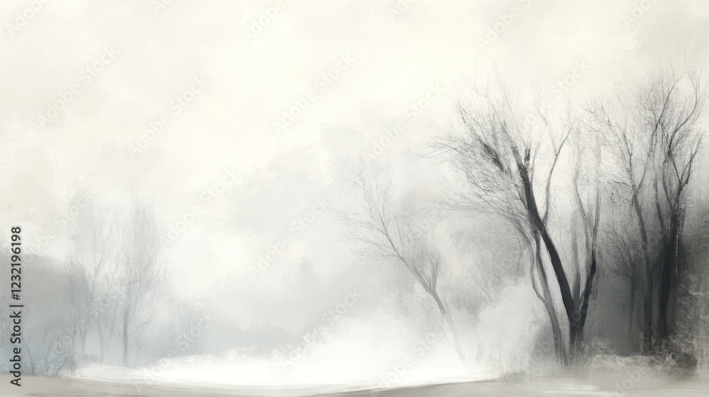 Foggy winter forest landscape, trees, mist, serene, nature background, wallpaper Foggy winter forest landscape, trees, mist, serene, nature background, wallpaper
