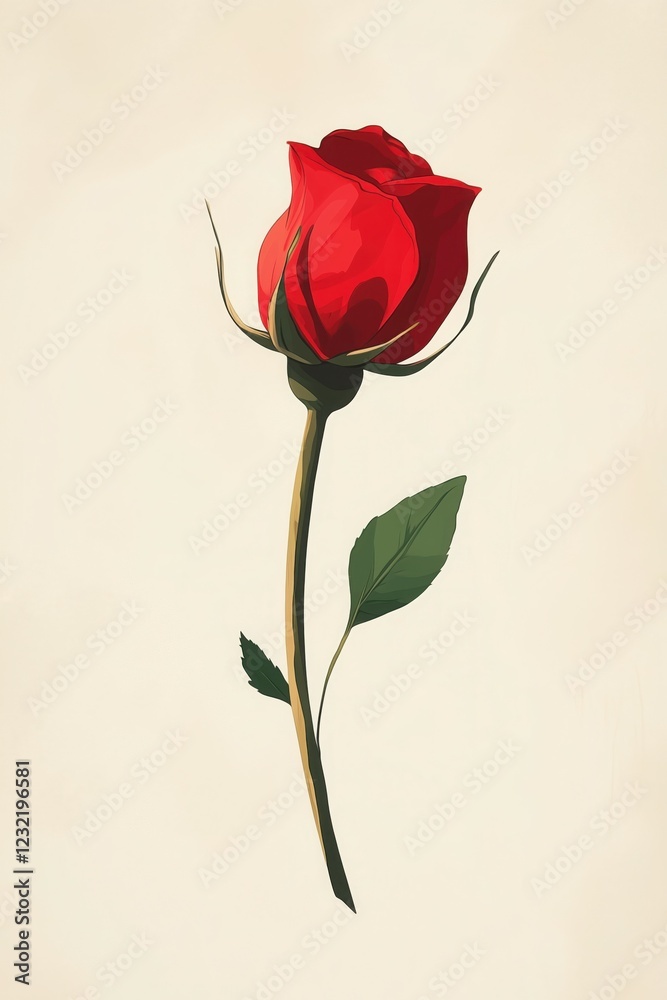Obraz premium A romantic drawing of a single red rose.