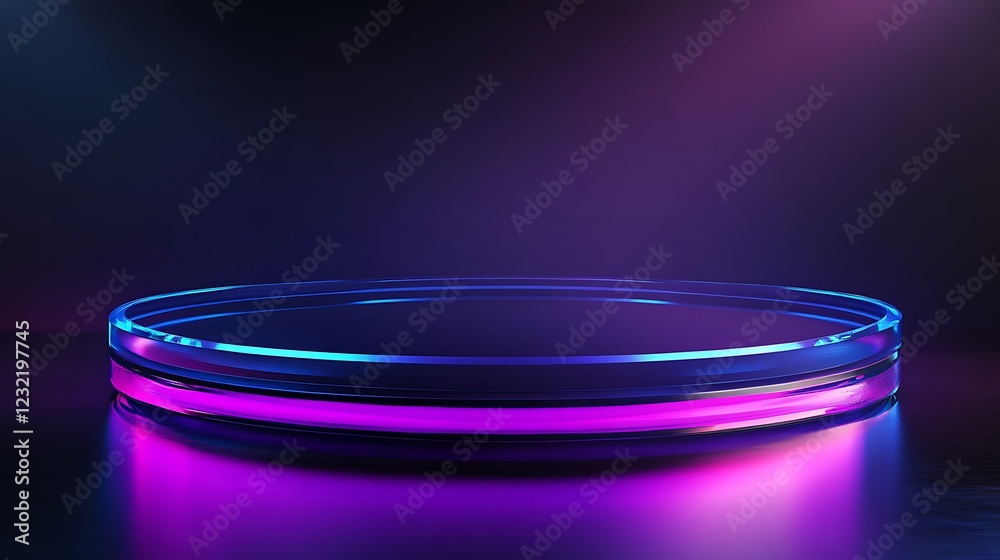 Neon Glowing Circular Glass Platform Neon Glowing Circular Glass Platform