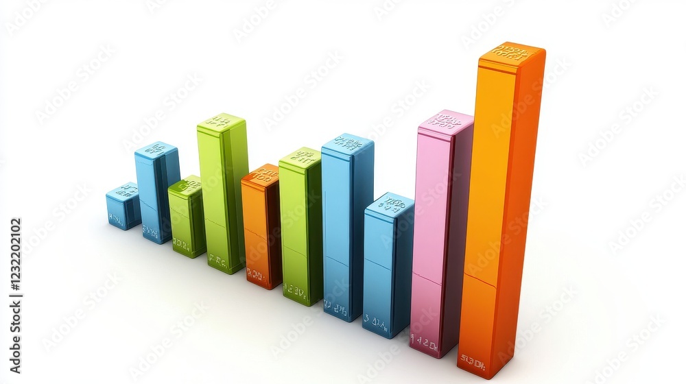 Financial bar graphs, success and growth concept, surreal style, isolated on white background. Financial bar graphs, success and growth concept, surreal style, isolated on white background.