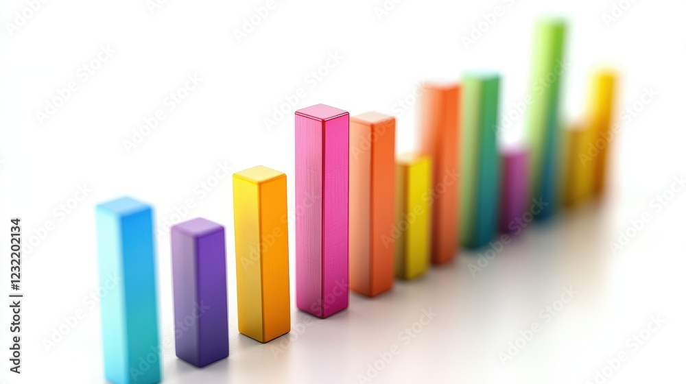 Financial bar graphs, success and growth concept, surreal style, isolated on white background. Financial bar graphs, success and growth concept, surreal style, isolated on white background.