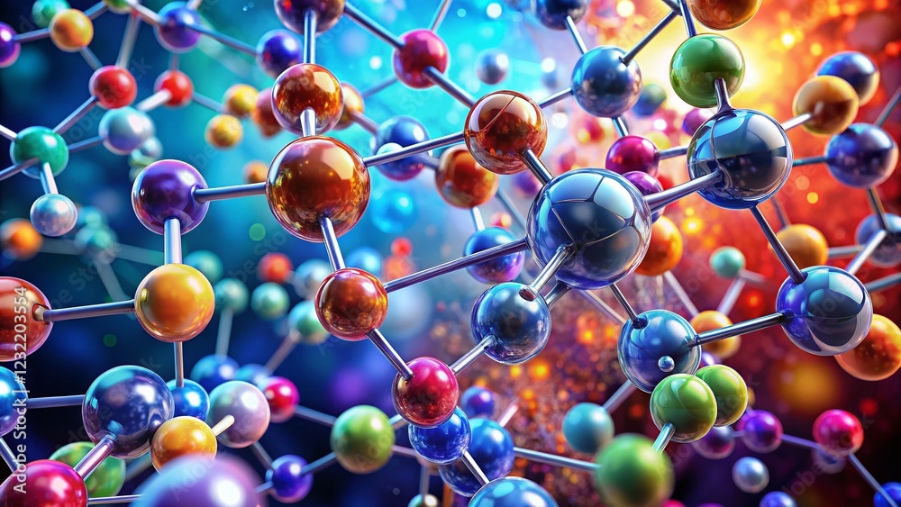 3D Molecular Structure: Complex Atom Arrangement, Scientific Illustration 3D Molecular Structure: Complex Atom Arrangement, Scientific Illustration