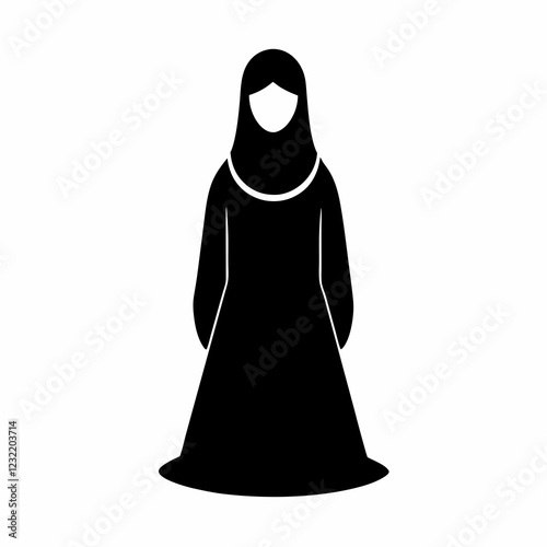 Simple Abaya Silhouette Vector on White Background