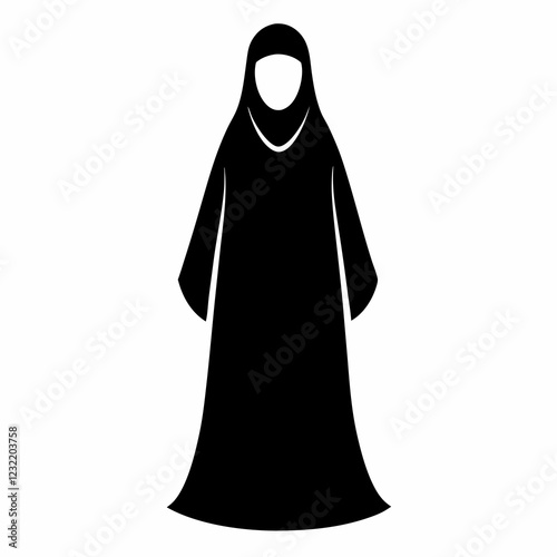 Simple Abaya Silhouette Vector on White Background