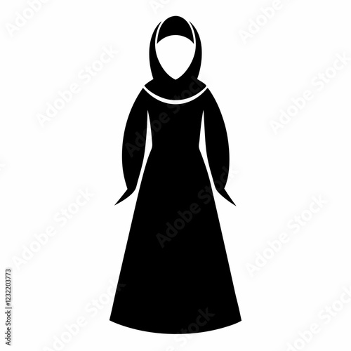 Simple Abaya Silhouette Vector on White Background