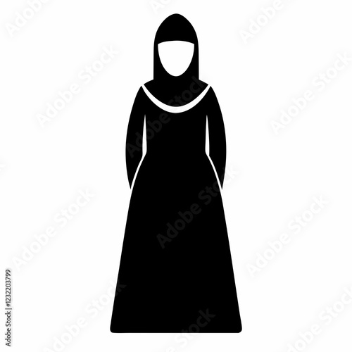 Simple Abaya Silhouette Vector on White Background