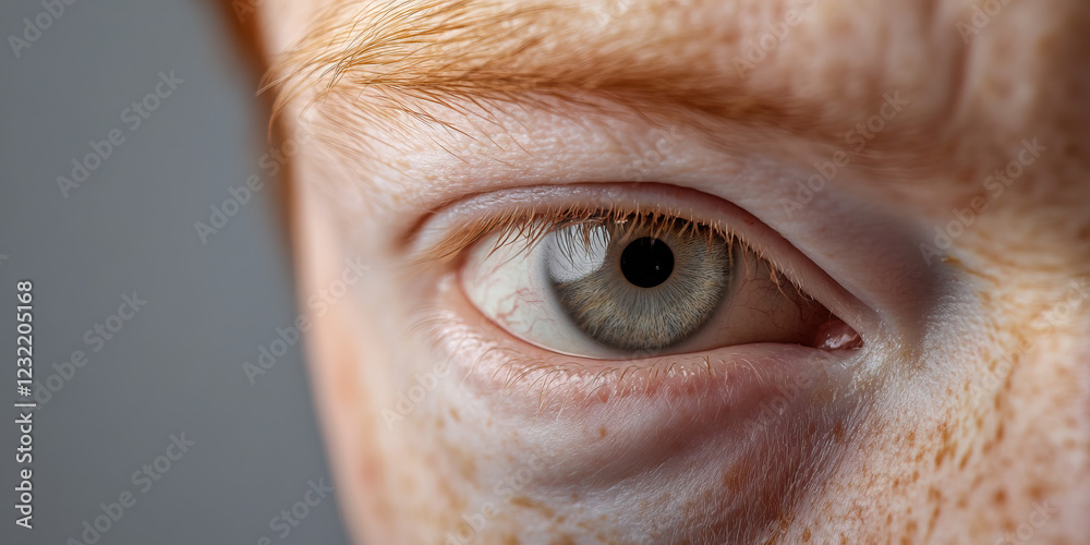 Close-up of Human Eye with Freckles and Red Hair Close-up of Human Eye with Freckles and Red Hair