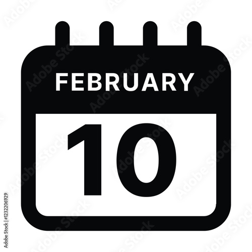 February 10 calendar icon design vector illustration