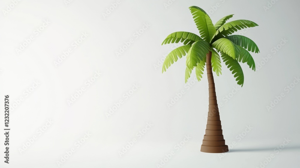 Obraz premium Realistic Green Palm Tree Isolated on White Background for Design