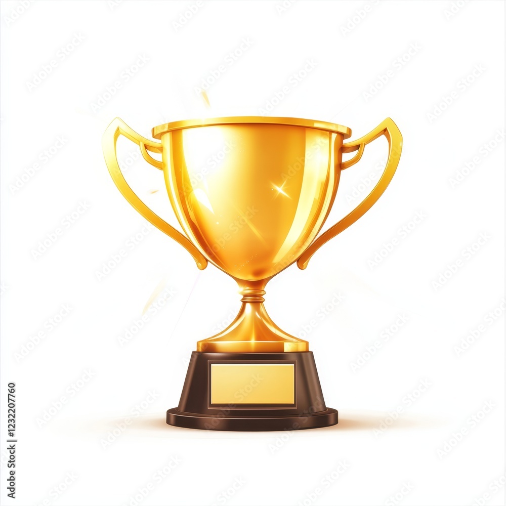 Golden Trophy on Stand Displaying Achievement and Success Symbol Golden Trophy on Stand Displaying Achievement and Success Symbol