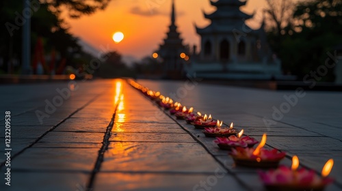 Sunset Serenity: A Path of Light at Wat Phra Singh