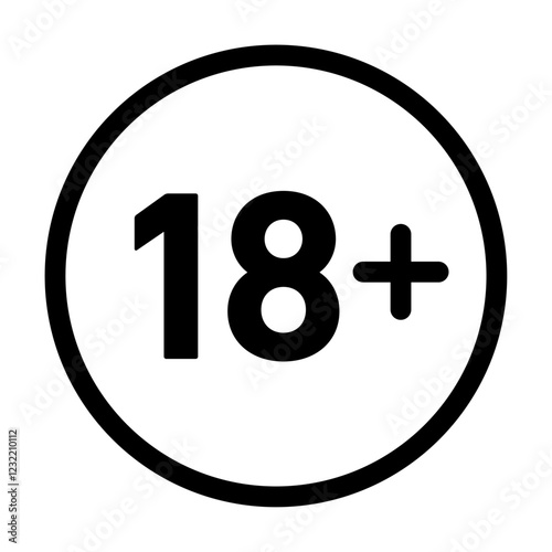 18 Plus icon outline set sign