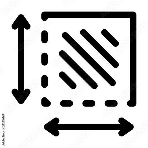 Area and dimension icon outline set sign