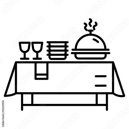 Catering buffet icon outline set sign