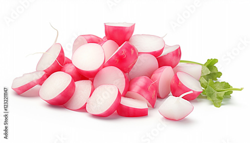 Chopped radishes isolated object 