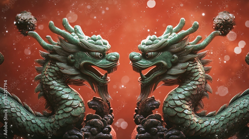 Naklejka premium chinese dragon statue