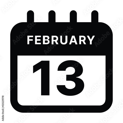 February 13 calendar icon design vector illustration
