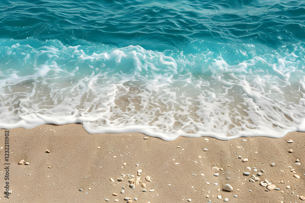 Soft waves gently lapping on the sandy shore of a tropical beach Soft waves gently lapping on the sandy shore of a tropical beach