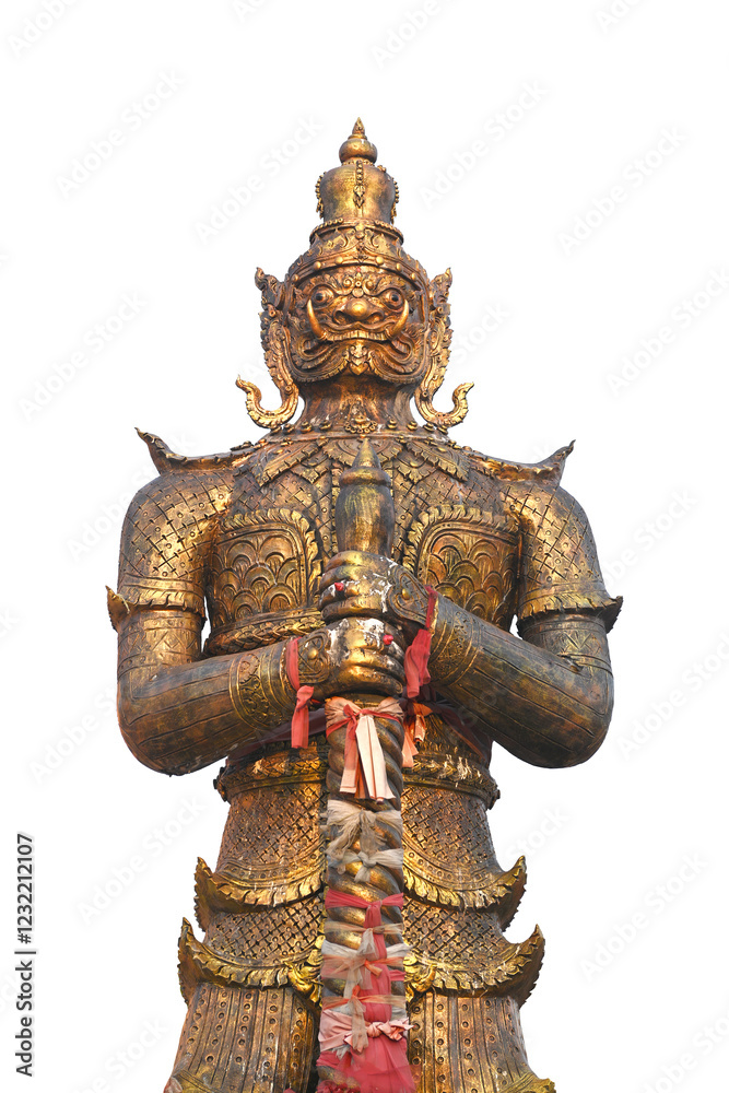 Fototapeta premium A traditional Thai giant in front of the temple in Thailand isolated on white