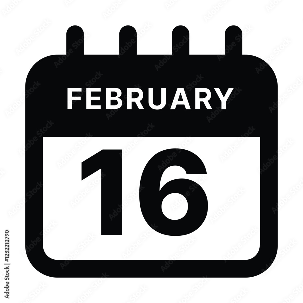 Fototapeta premium February 16 calendar icon design vector illustration