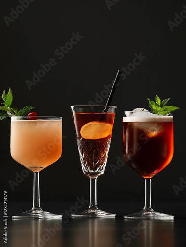 Wallpaper Mural Refreshing cocktails displayed on a dark background Torontodigital.ca